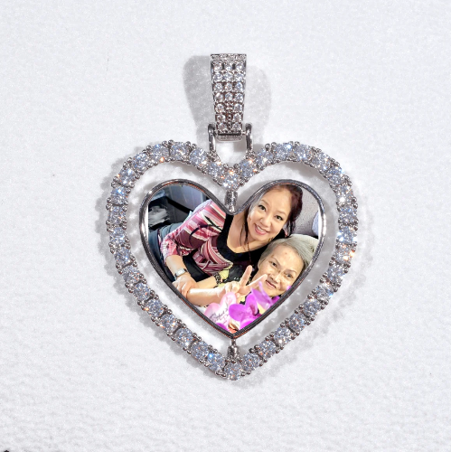 3D Spinning 2-Faced Heart Custom Picture Pendant