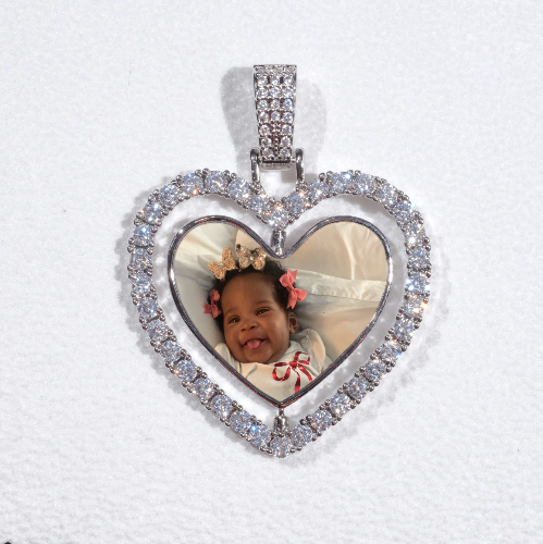 3D Spinning 2-Faced Heart Custom Picture Pendant