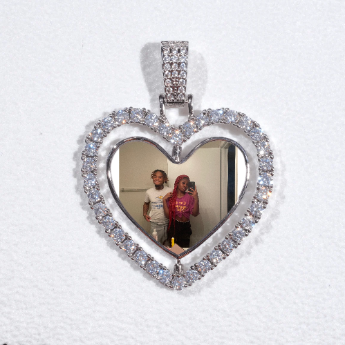 3D Spinning 2-Faced Heart Custom Picture Pendant