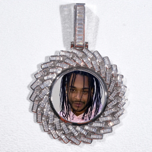 Large 3D Baguette Custom Picture Pendant