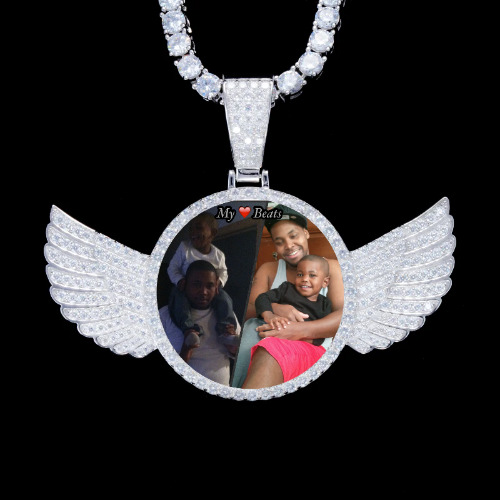 925S & VVS Moissanite 3D Wing Custom Picture Pendant