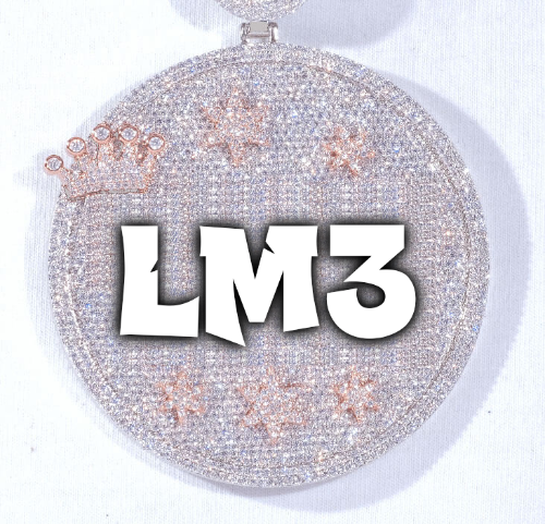 CUSTOM LETTER NECKLACE 3D BIG CROWN DISC