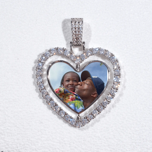 3D Spinning 2-Faced Heart Custom Picture Pendant