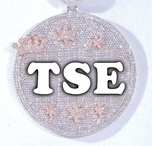 CUSTOM LETTER NECKLACE 3D BIG CROWN DISC