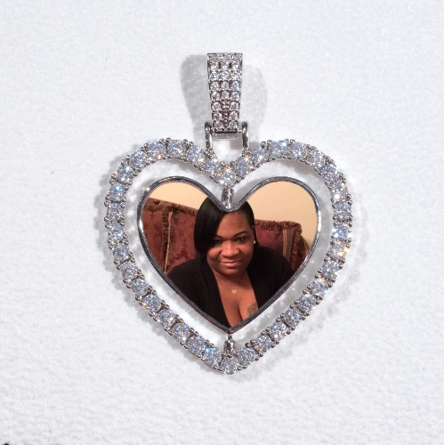 3D Spinning 2-Faced Heart Custom Picture Pendant