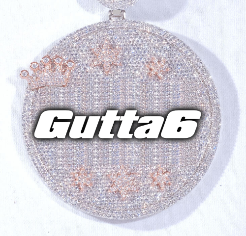CUSTOM LETTER NECKLACE 3D BIG CROWN DISC