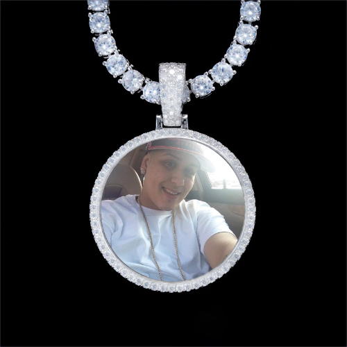 925S & VVS Moissanite 3D Circle Custom Picture Pendant