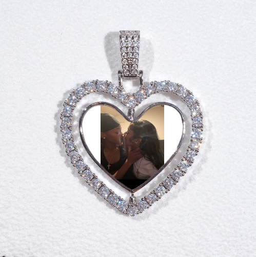 3D Spinning 2-Faced Heart Custom Picture Pendant