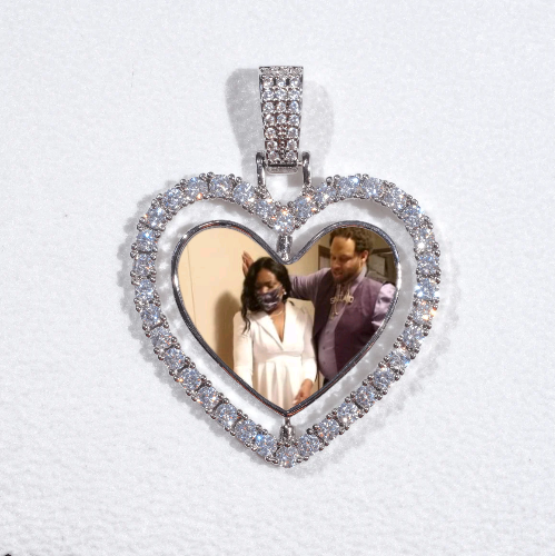 3D Spinning 2-Faced Heart Custom Picture Pendant