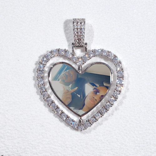 3D Spinning 2-Faced Heart Custom Picture Pendant