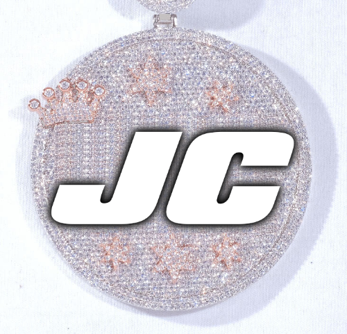 CUSTOM LETTER NECKLACE 3D BIG CROWN DISC