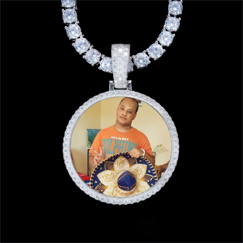 925S & VVS Moissanite 3D Circle Custom Picture Pendant