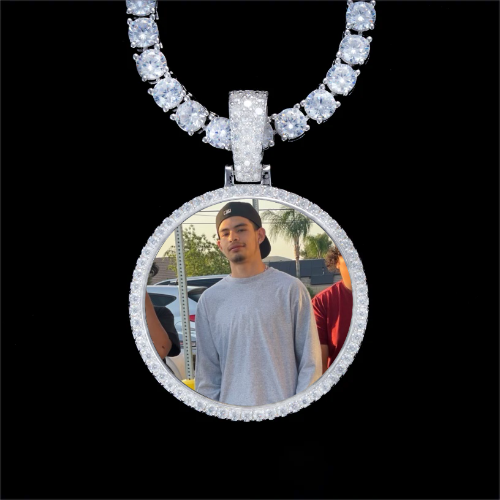 925S & VVS Moissanite 3D Circle Custom Picture Pendant