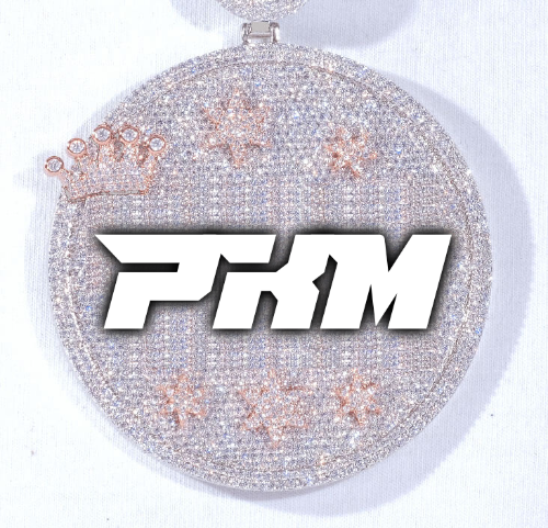 CUSTOM LETTER NECKLACE 3D BIG CROWN DISC