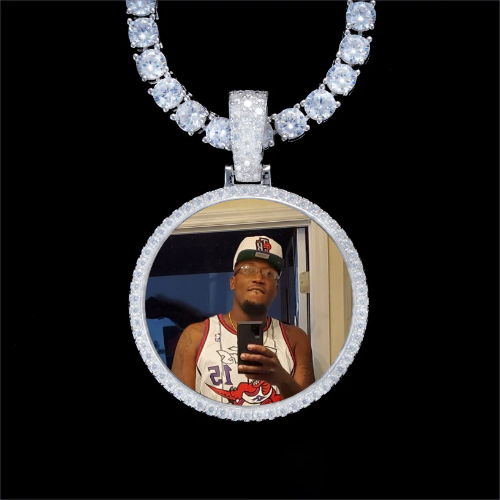 925S & VVS Moissanite 3D Circle Custom Picture Pendant