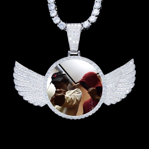 925S & VVS Moissanite 3D Wing Custom Picture Pendant