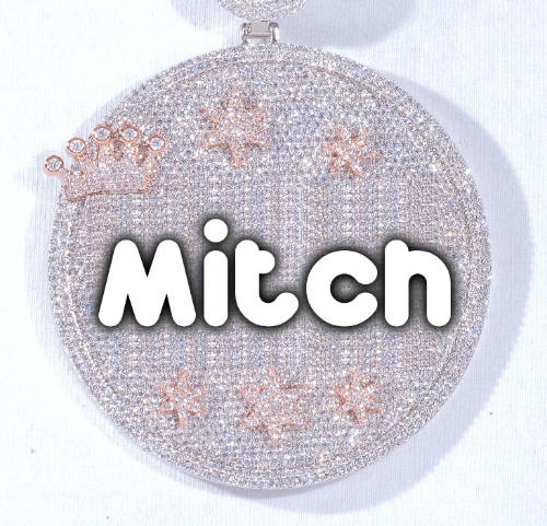 CUSTOM LETTER NECKLACE 3D BIG CROWN DISC