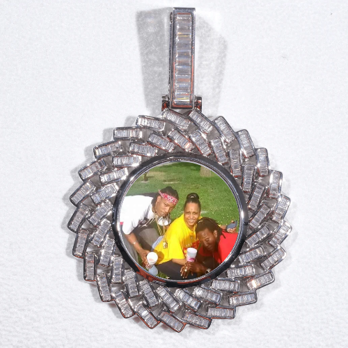Large 3D Baguette Custom Picture Pendant