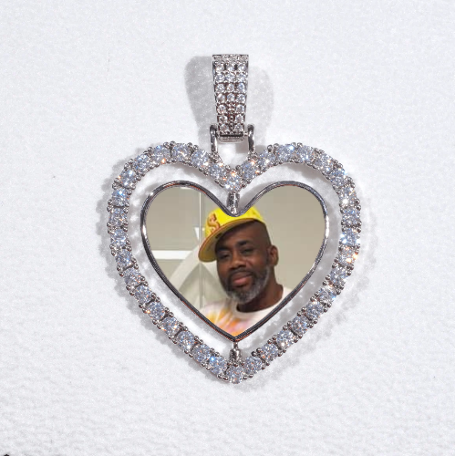 3D Spinning 2-Faced Heart Custom Picture Pendant