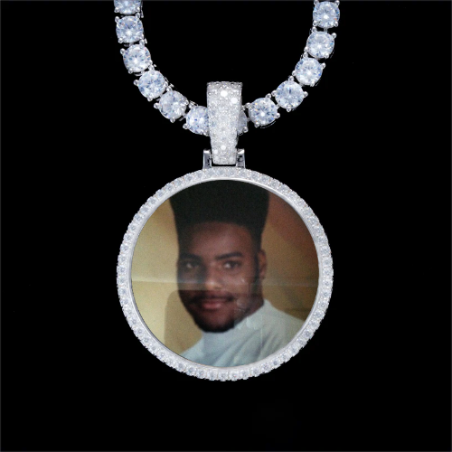 925S & VVS Moissanite 3D Circle Custom Picture Pendant