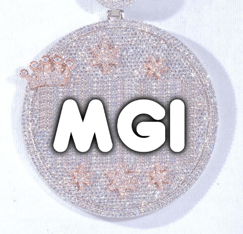 CUSTOM LETTER NECKLACE 3D BIG CROWN DISC