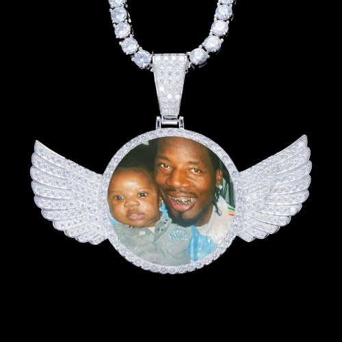 925S & VVS Moissanite 3D Wing Custom Picture Pendant
