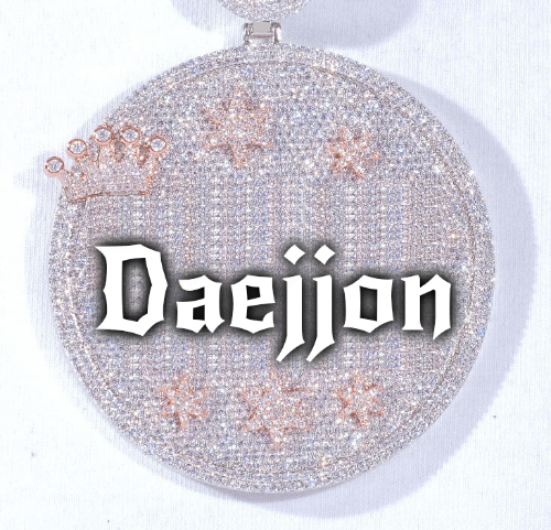 CUSTOM LETTER NECKLACE 3D BIG CROWN DISC