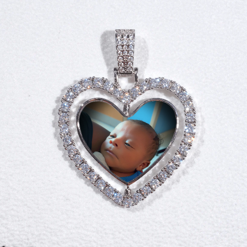 3D Spinning 2-Faced Heart Custom Picture Pendant