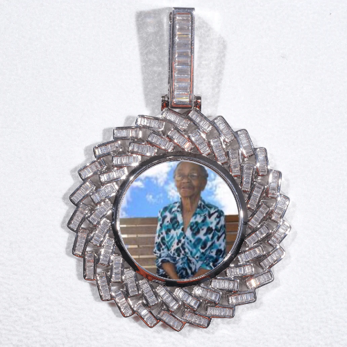 Large 3D Baguette Custom Picture Pendant