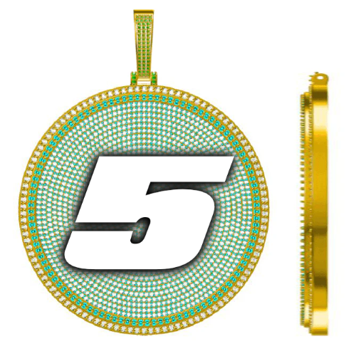 CUSTOM LETTER NECKLACE 3D BIG DISC