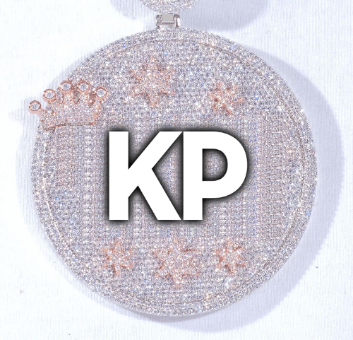 CUSTOM LETTER NECKLACE 3D BIG CROWN DISC