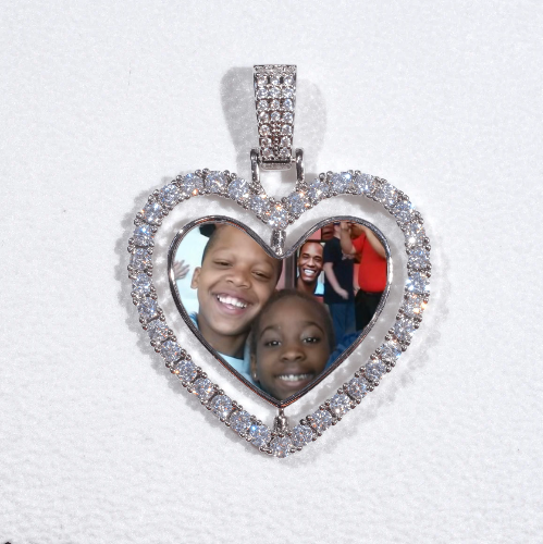 3D Spinning 2-Faced Heart Custom Picture Pendant