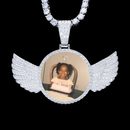 925S & VVS Moissanite 3D Wing Custom Picture Pendant