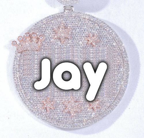 CUSTOM LETTER NECKLACE 3D BIG CROWN DISC