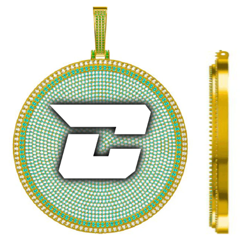 CUSTOM LETTER NECKLACE 3D BIG DISC