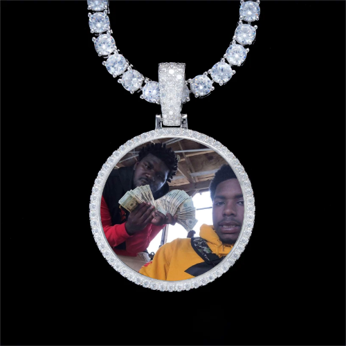 925S & VVS Moissanite 3D Circle Custom Picture Pendant