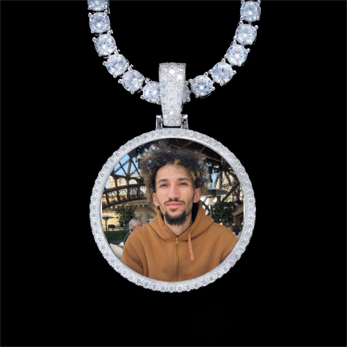 925S & VVS Moissanite 3D Circle Custom Picture Pendant