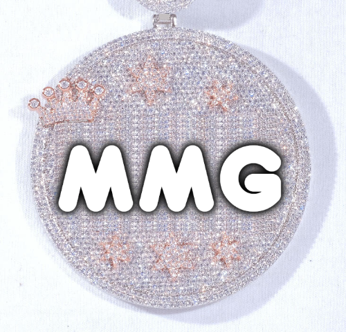 CUSTOM LETTER NECKLACE 3D BIG CROWN DISC