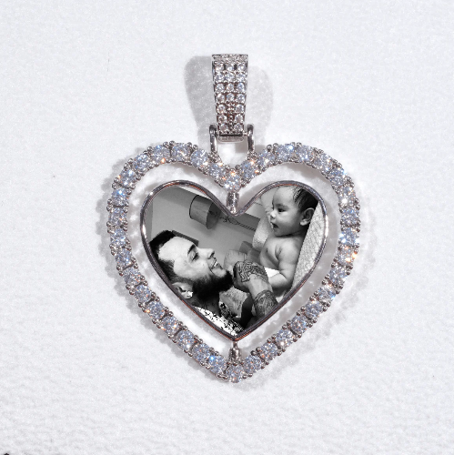 3D Spinning 2-Faced Heart Custom Picture Pendant
