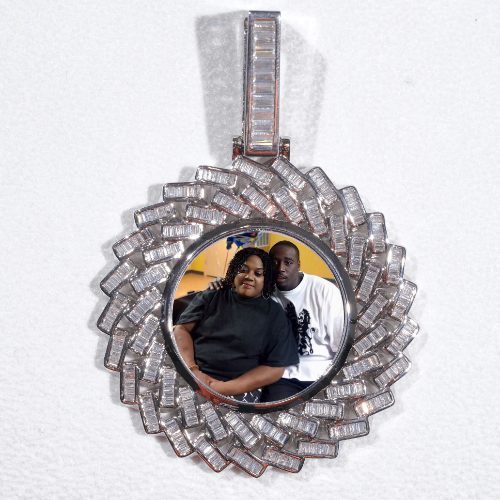 Large 3D Baguette Custom Picture Pendant