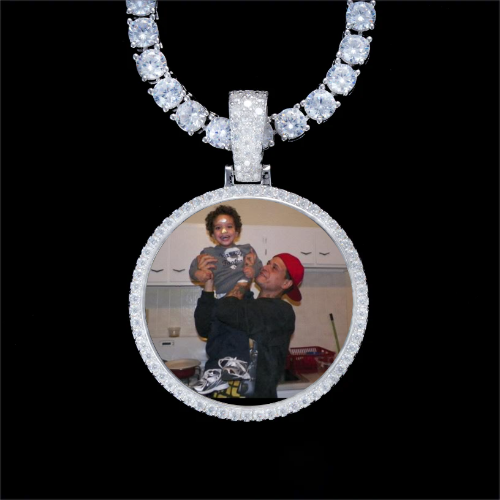 925S & VVS Moissanite 3D Circle Custom Picture Pendant