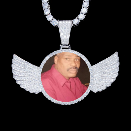 925S & VVS Moissanite 3D Wing Custom Picture Pendant