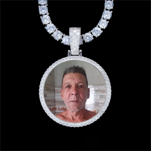 925S & VVS Moissanite 3D Circle Custom Picture Pendant