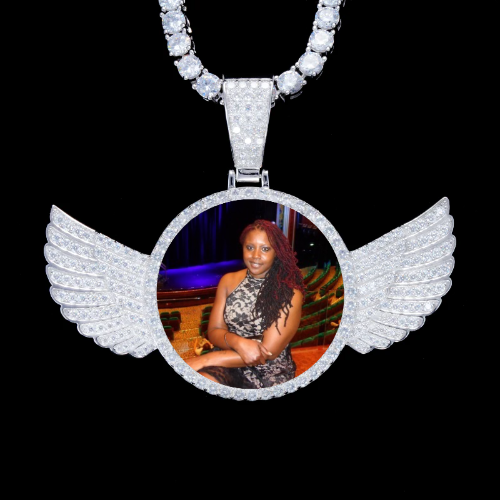 925S & VVS Moissanite 3D Wing Custom Picture Pendant