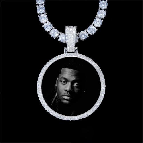 925S & VVS Moissanite 3D Circle Custom Picture Pendant