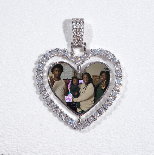 3D Spinning 2-Faced Heart Custom Picture Pendant