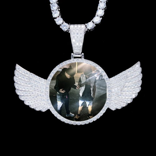 925S & VVS Moissanite 3D Wing Custom Picture Pendant