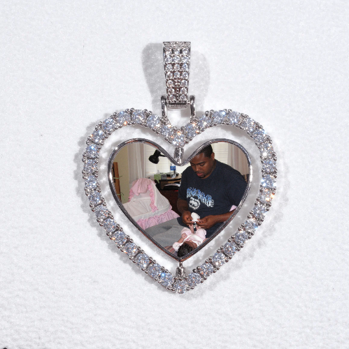 3D Spinning 2-Faced Heart Custom Picture Pendant