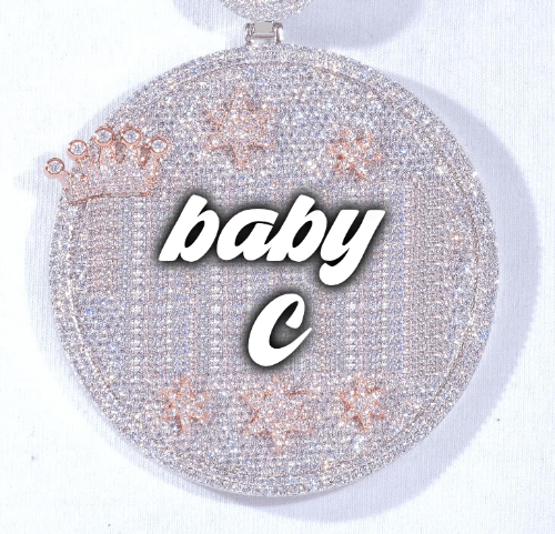 CUSTOM LETTER NECKLACE 3D BIG CROWN DISC
