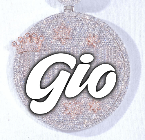 CUSTOM LETTER NECKLACE 3D BIG CROWN DISC